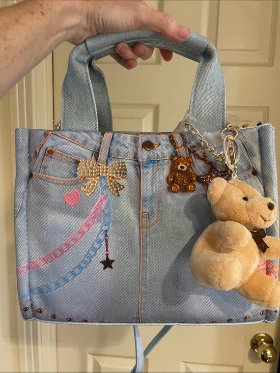 Luv Betsey Handbags - Betsey Johnson “Luv Betsey” Denim Charm Bag with Bear Bag Charm